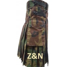 Men Camouflage Tactical Combat Army Utility Kilt Leather Straps, Adjustable